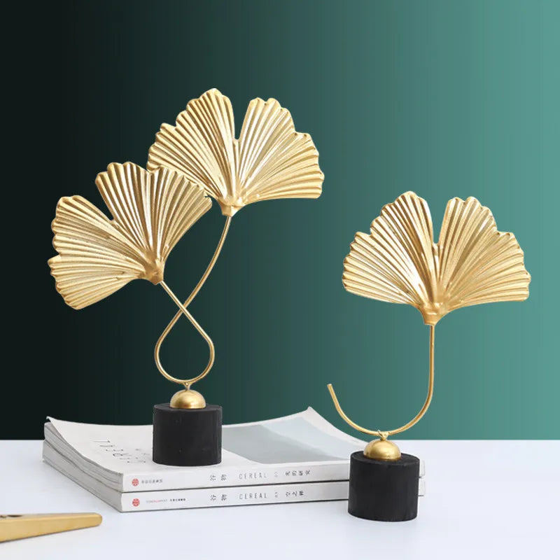Nordic Gold Ginkgo Leaf Crafts Leaves Sculpture Luxury Decor Home