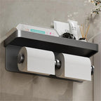 Large Toilet Paper Holder Wall-Mounted Paper Roll Holder Storage