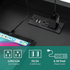 Side Table with Charging Station, 3-Drawer LED Light Bedside Living Room