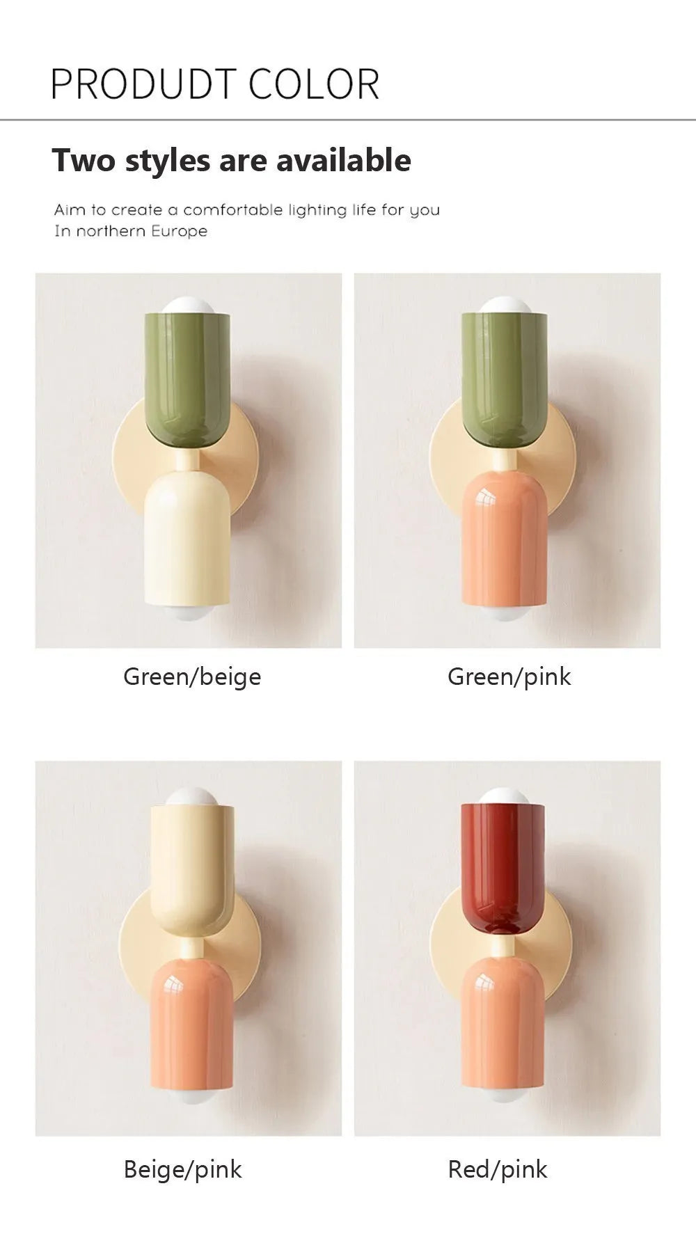 Nordic LED Wall Lamps Modern Minimalist Cream Double Head Lights