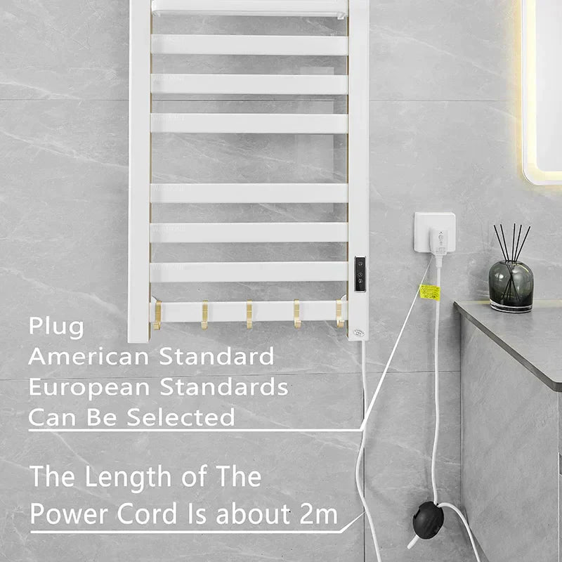 White Electric Heated Towel Rail Smart Electric Towel Rack Bathroom Cloth