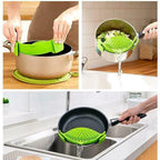 Clip On Strainer Silicone for All Pots and Pans Meat Vegetables Fruit Silicone